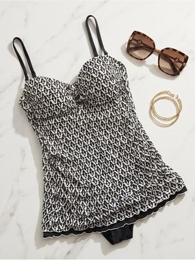 Apt. 9 Black & White Printed One-Piece Swim dress /minor flaw